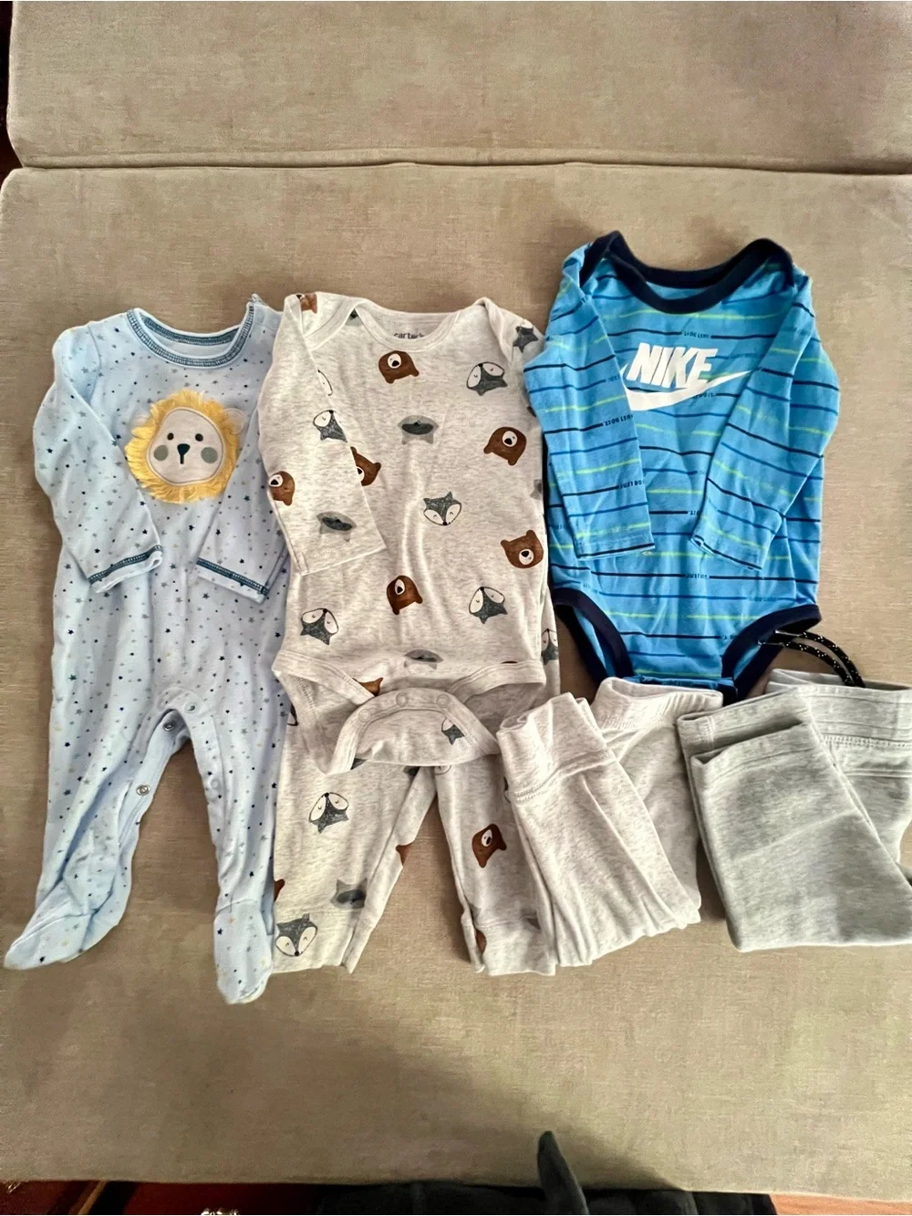 Nike Gray Sweatshirt with Mixed Baby Clothing Set in Blue, Gray, Green, Brown